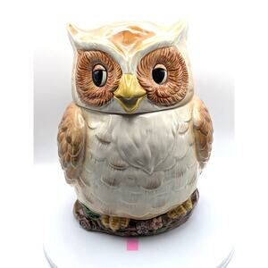 MARY ANN BAKER Owl Cookie Jar Canister OTAGIRI Japan Hand Painted 9in